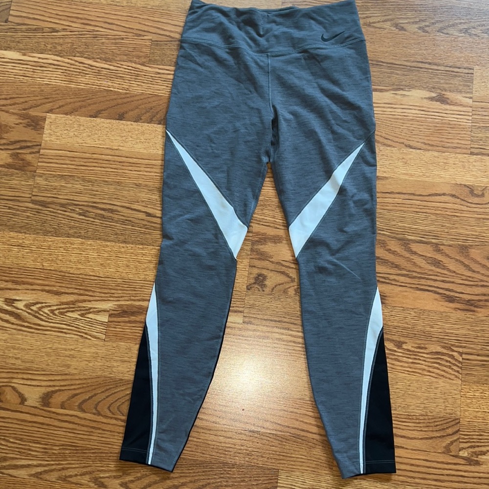 Nike Large Womens Tights Grey Black White Workout Running
